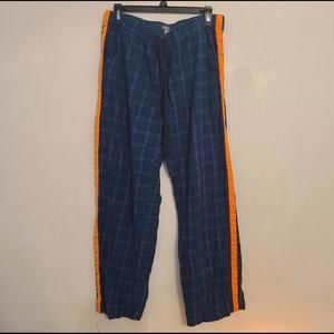 Women's Aerie Pajama Bottoms Pants Flannel Plaid Orange Striped Large L